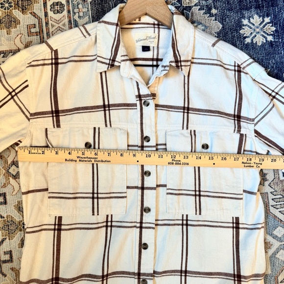 Universal Threads White & Brown Plaid Button Down Shirt Dress 100% Cotton Size S - Picture 10 of 13